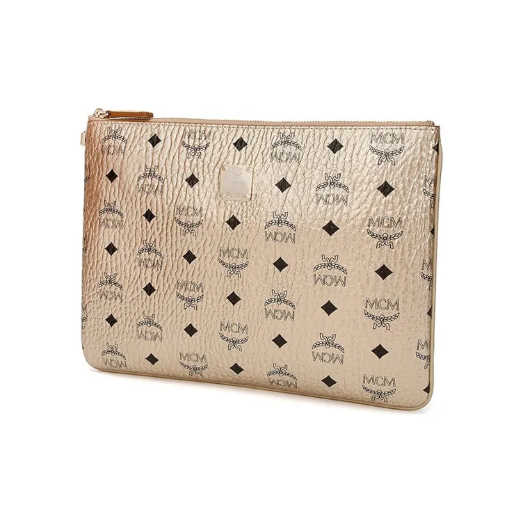 MCM Artificial Leather Clutch Small Size Women's Champagne Gold-1