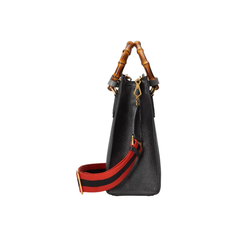 GUCCI Diana Leather One Shoulder Handbag Medium Size Women's Black-4