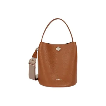 Furla Danae Leather Bucket Bags Crossbody Bag Shoulder Bag Small Size Women's Cognac