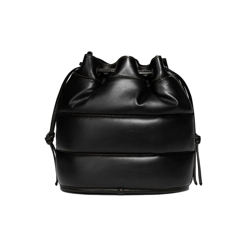 COACH Field Leather Handbag Bucket Bag Crossbody Bag Medium Size Women's Black-2