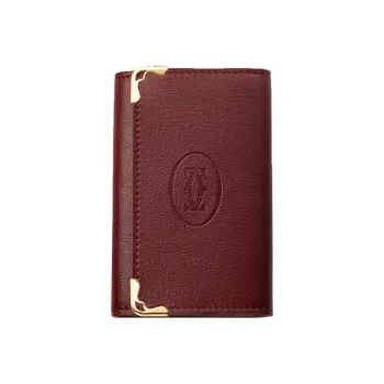 CARTIER Must De Cartier Calfskin Key Pouch Women's Burgundy
