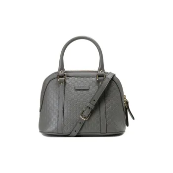 GUCCI Cow Leather Dome Bag, Portable Crossbody Bag, Shoulder Bag Small Size Women's Gray
