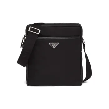 PRADA Re Nylon Recycled Nylon With Saffiano Leather Messenger Bag, Crossbody Bag, Shoulder Bag Regular Men's Black