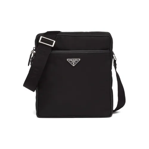 PRADA Re Nylon Recycled Nylon Saffiano Leather Messenger Bag Crossbody Bag Shoulder Bag Regular Men's Black