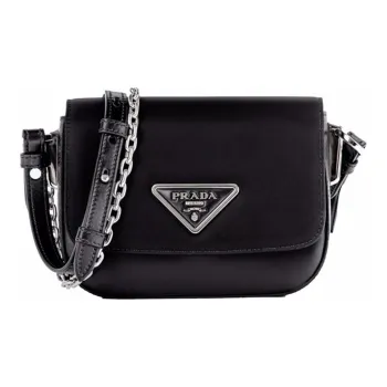 PRADA Fabric With Leather Crossbody Bag, Shoulder Bag Women's Black