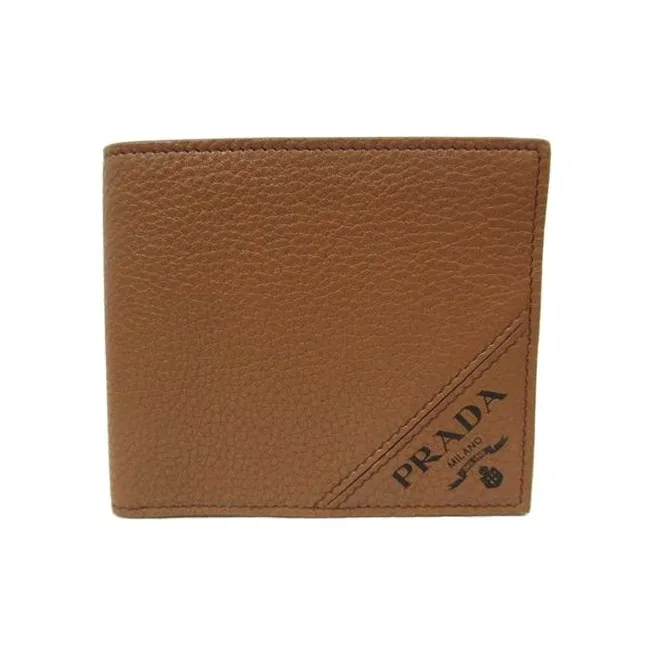 PRADA Cow Leather Wallet Men's Brown-0