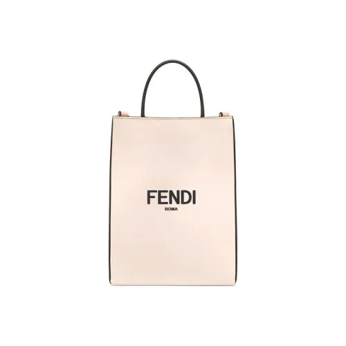 FENDI Cow Leather Patchwork With Sheepskin Tote Bag Shopping Bag Handbag Small Size Women's