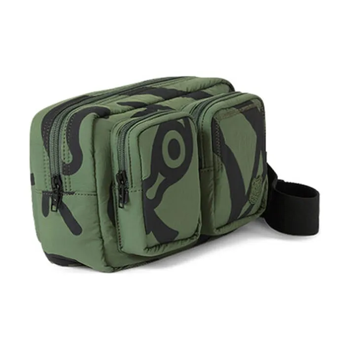 KENZO Nylon Fabric Crossbody One Shoulder Fanny Pack Men's Dark Khaki Green-1