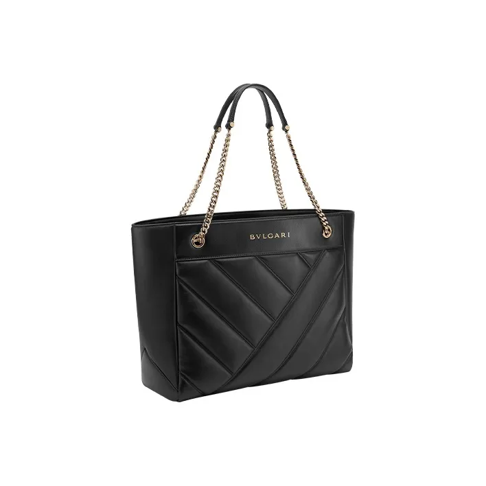 BVLGARI Serpenti Cabochon Calfskin Tote Bag Shopping Bag Handbag Shoulder Bag Crossbody Bag Women's Black-1