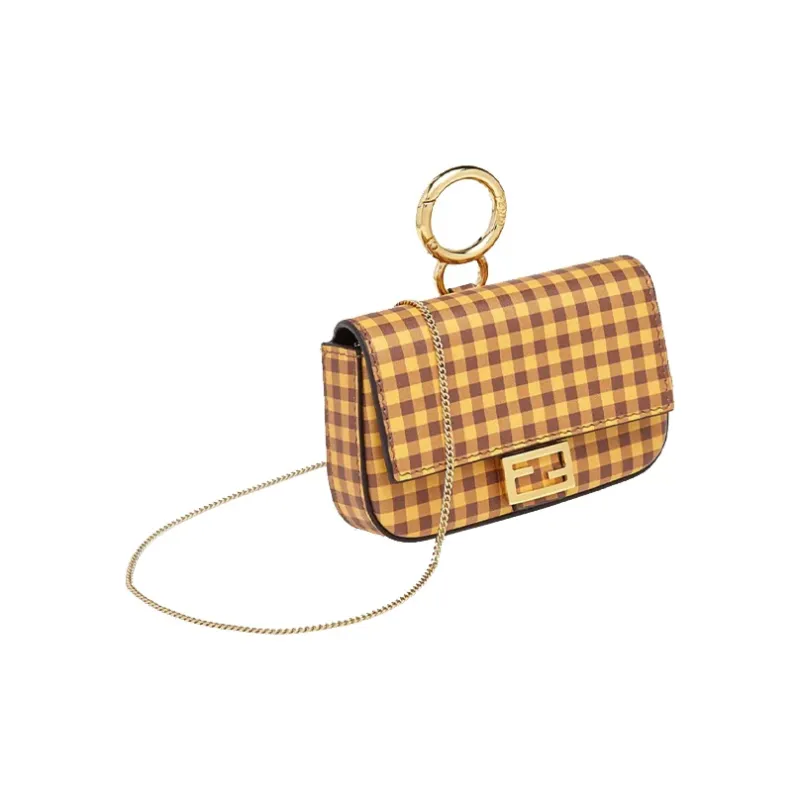 FENDI Baguette Cow Leather Coin Purse Crossbody Bag Shoulder Bag Women's Brown-1