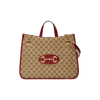 GUCCI Horsebit 1955 Canvas Canvas Bag Tote Tote Bag Shopping Bag Chain Bag Handbag Shoulder Bag Medium Size Women's Red