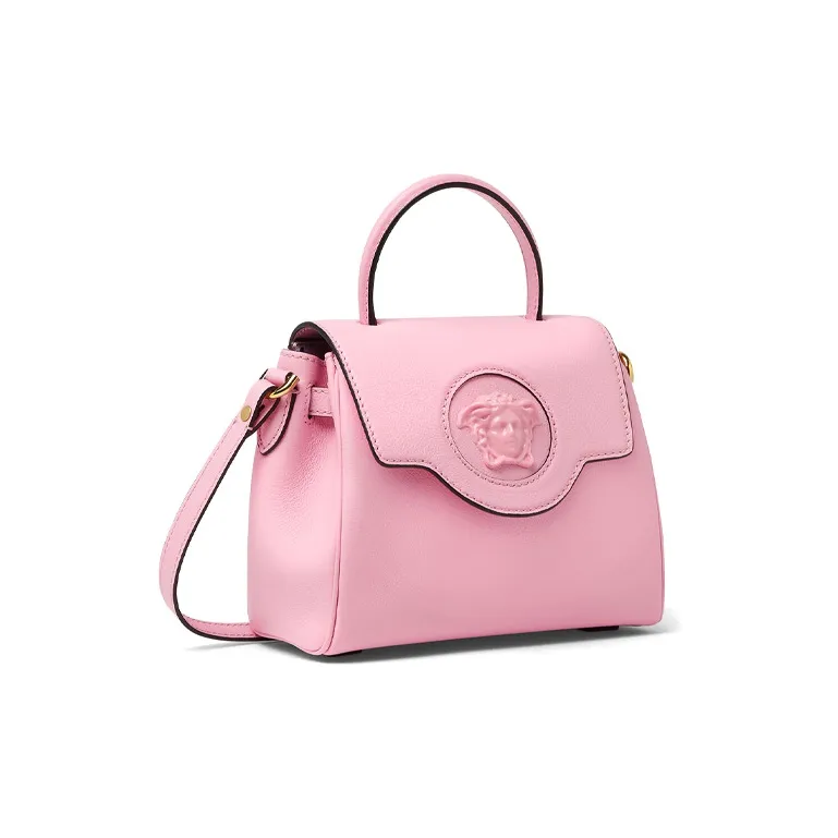 VERSACE La Medusa Cow Leather Shoulder Bag, Crossbody Bag, Handbag Trumpets Women's Pink-1