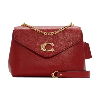 COACH Tammie Polished Leather Chain Bag Shoulder Bag Crossbody Bag Medium Size Women's Red