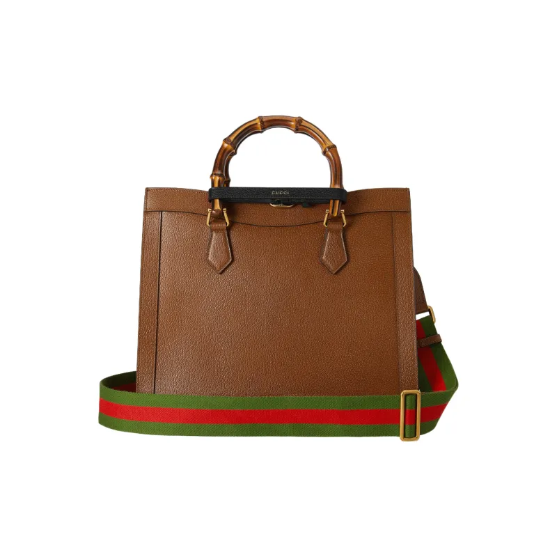 GUCCI Diana Leather One Shoulder Handbags Medium Size Unisex Brown-4