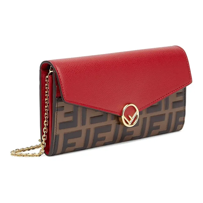FENDI First Calfskin Shoulder Bag, Crossbody Bag Women's Brown/Red-1