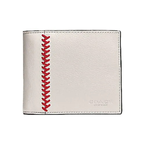 COACH Compact Leather Small Clutch Wallet Men's Chalk White