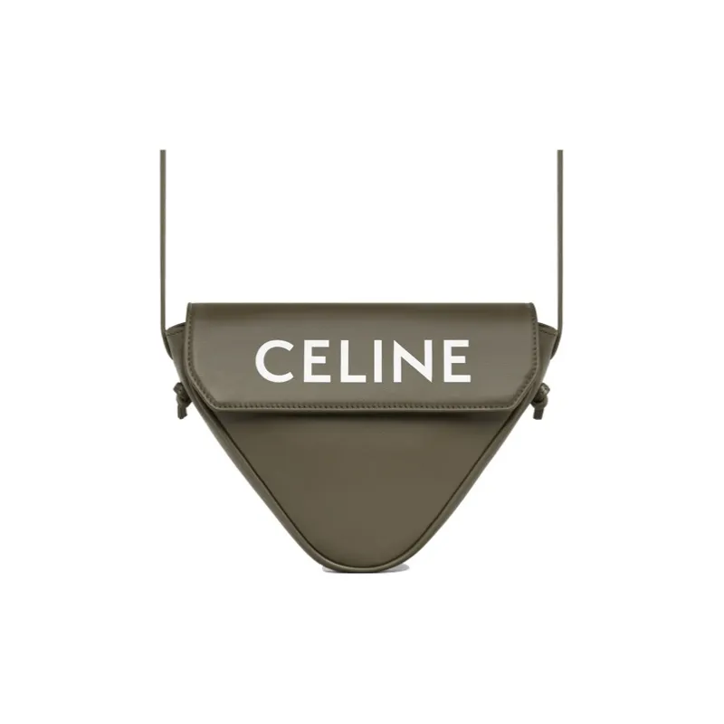 CELINE Smooth Calf Leather Triangle Bag, Crossbody Bag, Shoulder Bag Men's Black Olive Color-3