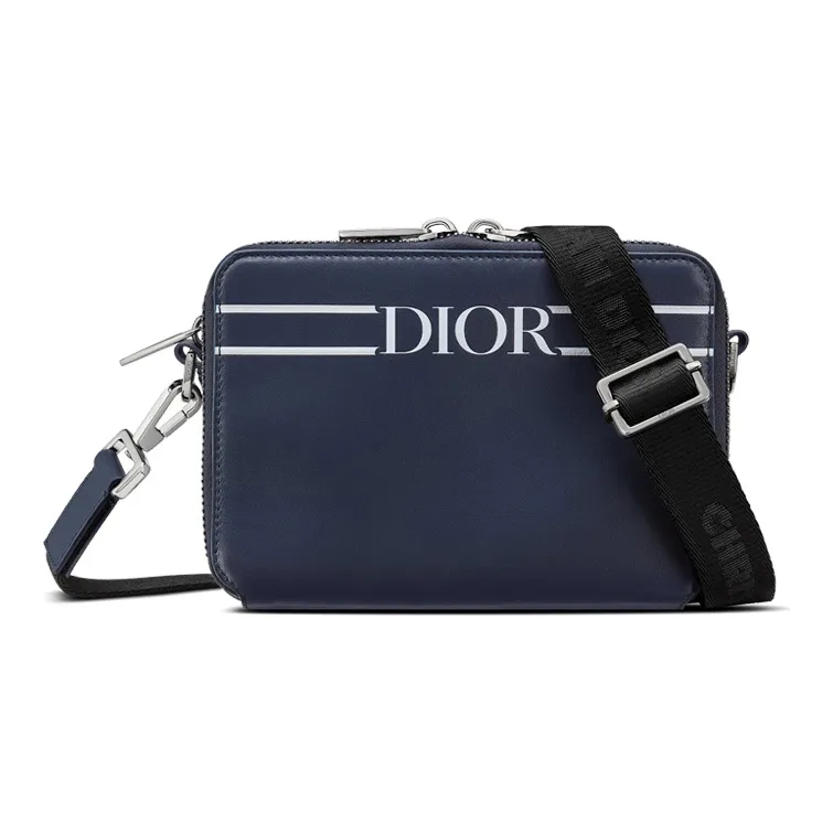 DIOR Calfskin Shoulder Bag Men's Navy-0