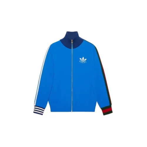 GUCCI X Adidas Viscose Zip-Up Jacket Blue