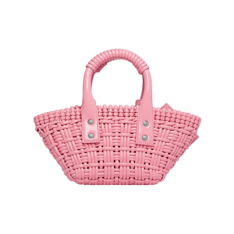 Balenciaga Polyurethane Basket Bag Portable Crossbody Bag Shoulder Bag Women's Pink-1