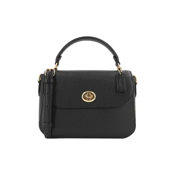 COACH Marlie Cowhide Leather Satchel Bag Small Square Bag Shoulder Bag Crossbody Bag Handbag Medium Size Women's Black