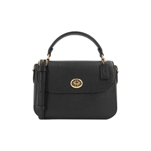 COACH Marlie Cowhide Leather Satchel Bag Small Square Bag Shoulder Bag Crossbody Bag Handbag Medium Size Women's Black