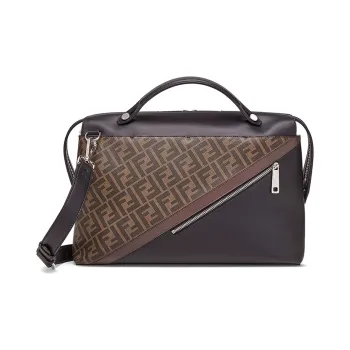 FENDI Coated Canvas With Leather One Shoulder Portable Briefcase Regular Men's Brown