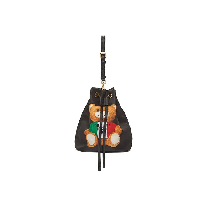 MOSCHINO PU Bucket Bag Handbag Shoulder Bag Crossbody Bag Women's Black-1