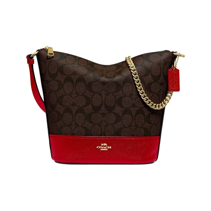 COACH Paxton Monogram Canvas With Leather Crossbody Bags Trumpets Women's Brown Red-0