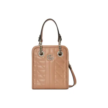 GUCCI Marmont Quilted Leather Tote Bag, Shopping Bag, Handbag, Shoulder Bag, Crossbody Bag Mini Women's Camel