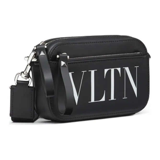 Valentino Cow Leather Shoulder Bag, Crossbody Bag, Sling Bag, Fanny Pack Trumpets Men's Black-1