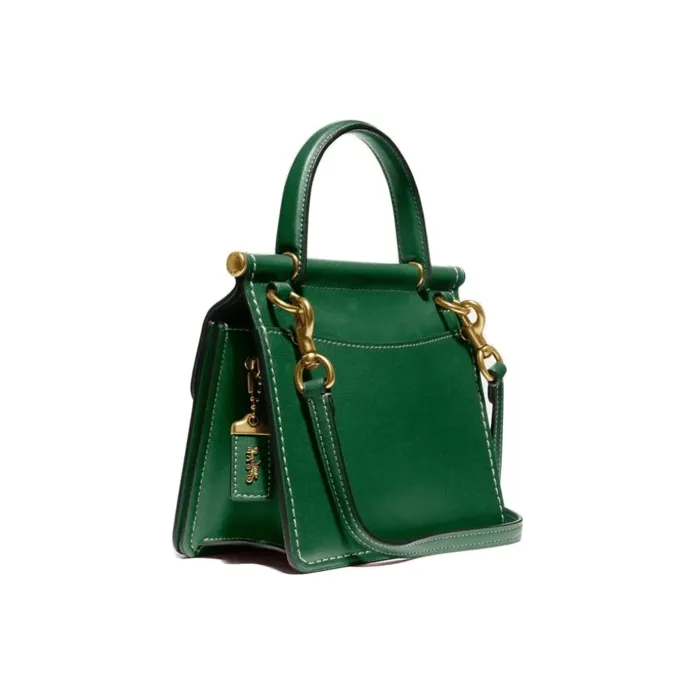 COACH Willis Leather Handbag, Crossbody Bag Trumpets Women's Jasper/Dark Green-1