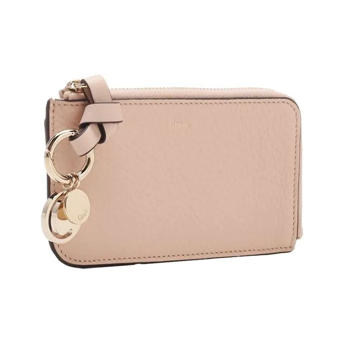 Chloe Cow Leather Money Wallet Coin Purse Women's Pink-1