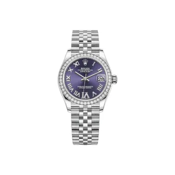 ROLEX Log Series Automatic Mechanical Movement Women's Watch 31mm Purple Watch Dial Oystersteel Strap