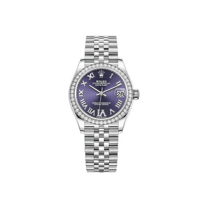 ROLEX Log Series Automatic Mechanical Movement Women's Watch 31mm Purple Watch Dial Oystersteel Strap-0