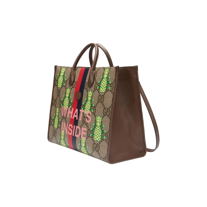 GUCCI Pineapple Supreme Canvas Handbag Crossbody Bag Men's Beige/Ebony-1