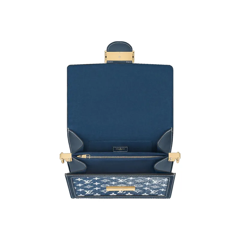 LOUIS VUITTON Dauphine Denim Daphne Handbag Shoulder Bag Medium Size Women's Blue-3