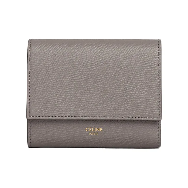 CELINE Grain Cow Leather Wallet Small Size Women's Pebble-0