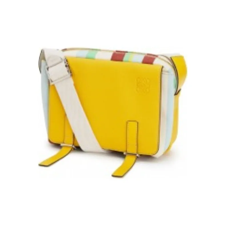 LOEWE Military Calfskin With Canvas Messenger Bag Shoulder Bag Crossbody Bag Women's Yellow/Multicolor-1