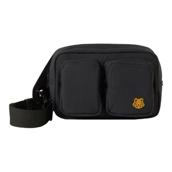 KENZO Nylon Fabric One Shoulder Handbag Crossbody Bag Unisex Black