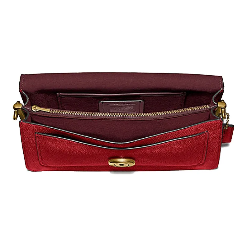 COACH Tabby Polished Pebbled Leather Shoulder Bag Portable Crossbody Bag Shoulder Bag Women's Red Apple Red-3