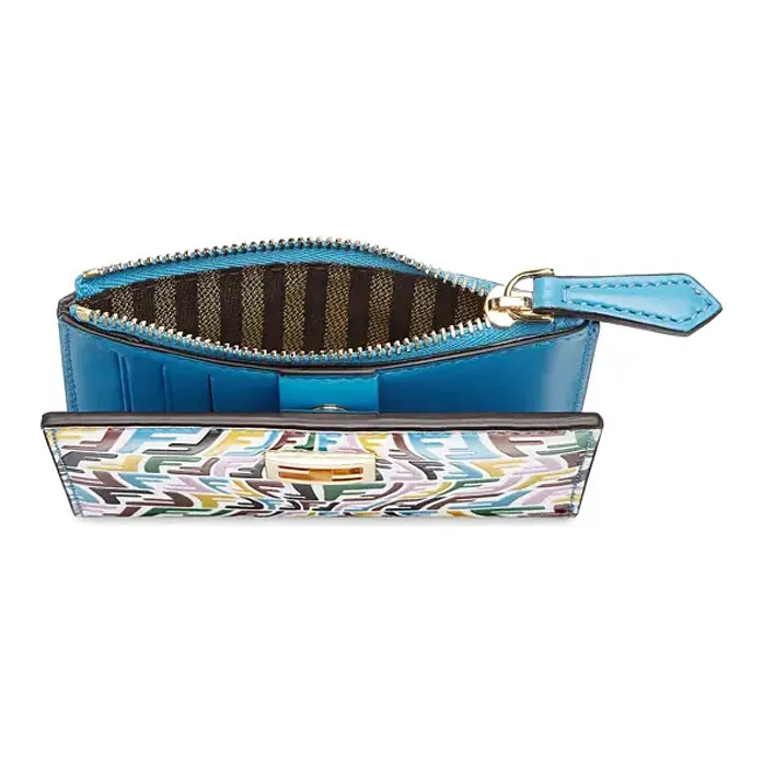 FENDI Baguette Calfskin Baguette Bag Wallet Medium Size Women's Blue/Multicolor-3