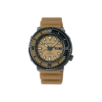 SEIKO Prospe Mechanical Movement Silicone Strap Watch Unisex Coffee Watch Dial SRPE29