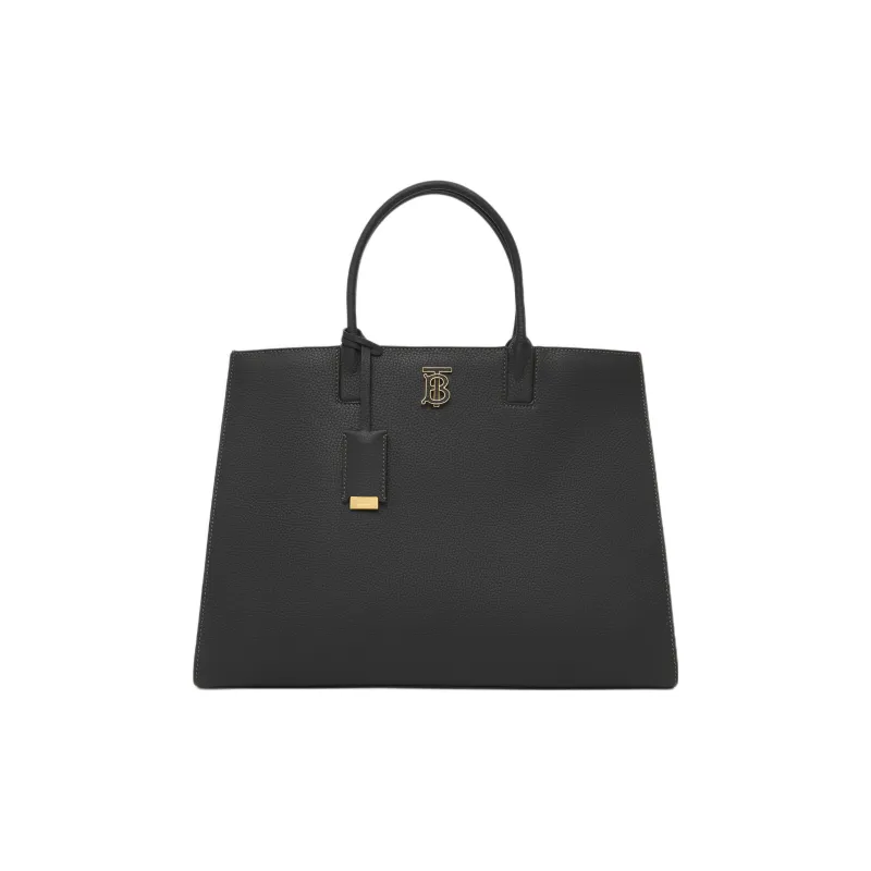 Burberry Leather Frances Bag, Tote Bag, Shopping Bag, Handbag Medium Size Women's Black-0