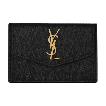 SAINT LAURENT UPTOWN Calfskin Business Card Holder Women's Black