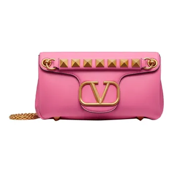 Valentino STUD SIGN Soft Sheepskin Baguette Bag Shoulder Bag Crossbody Bag Small Size Women's Pink