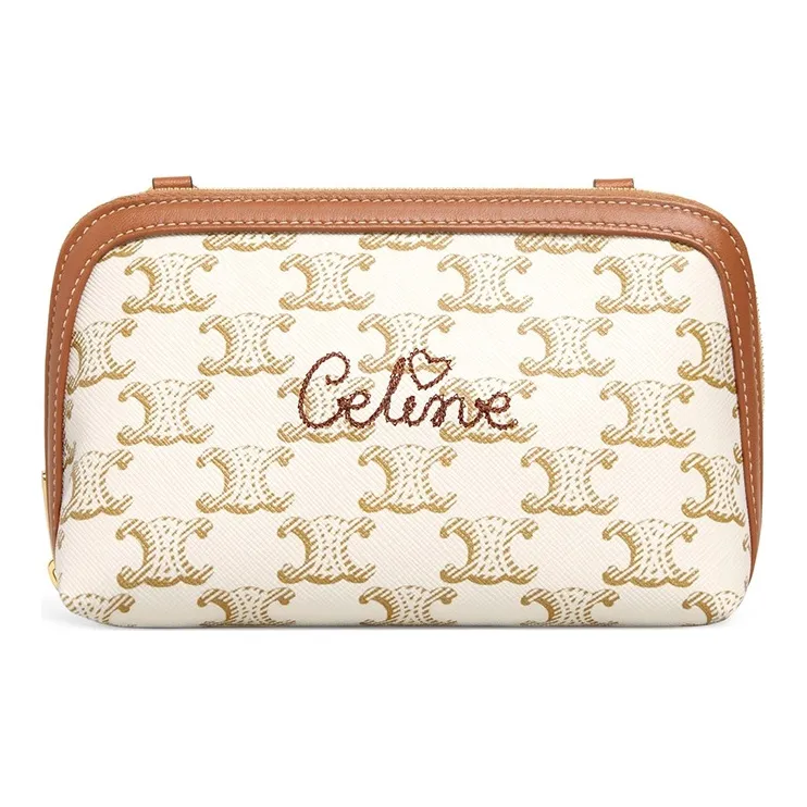 CELINE Leather Shoulder Bag Crossbody Bag Mini Women's White-0