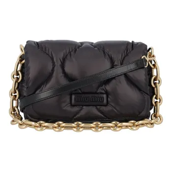 MIU MIU Leather One Shoulder Handbag Women's Black