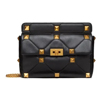 Valentino ROMAN STUD Nappa Sheep Leather Handbags Shoulder Bags Women's Black