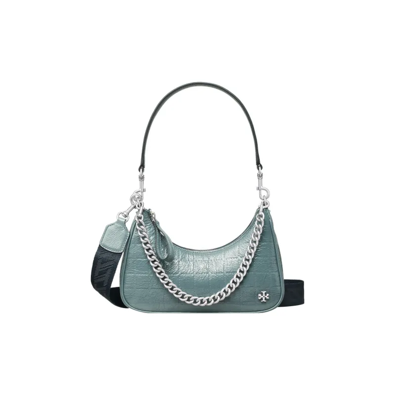 TORY BURCH MERCER Patent Leather Shoulder Bag Women's Heavy Rain Blue-0